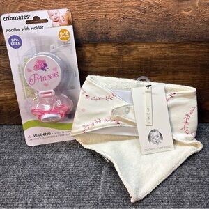 Cribmates Pacifier with Holder Princess 0-18 Months & gerber 1 Pack Handkerchief